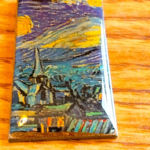 Van Gogh Starry Night Rectangle Earrings Pierced Hook - Picture 5 of 9